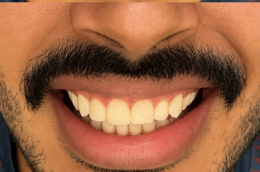 Sorriso antes e depois de tratamento ortodôntico — depois
